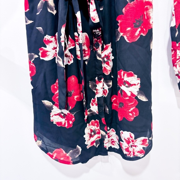 REVAMPED Black floral long-sleeve belted dress women | Medium * - Picture 7 of 9